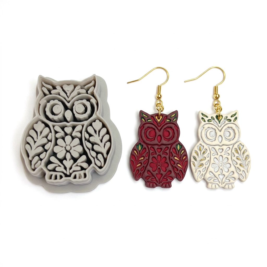 Folk Art Owl Polymer Clay Cutter | Scandinavian Folk Earring Tool