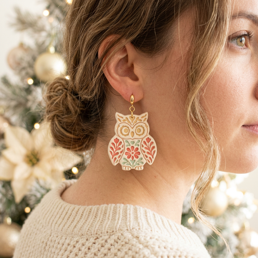 Folk Art Owl Polymer Clay Cutter | Scandinavian Folk Earring Tool