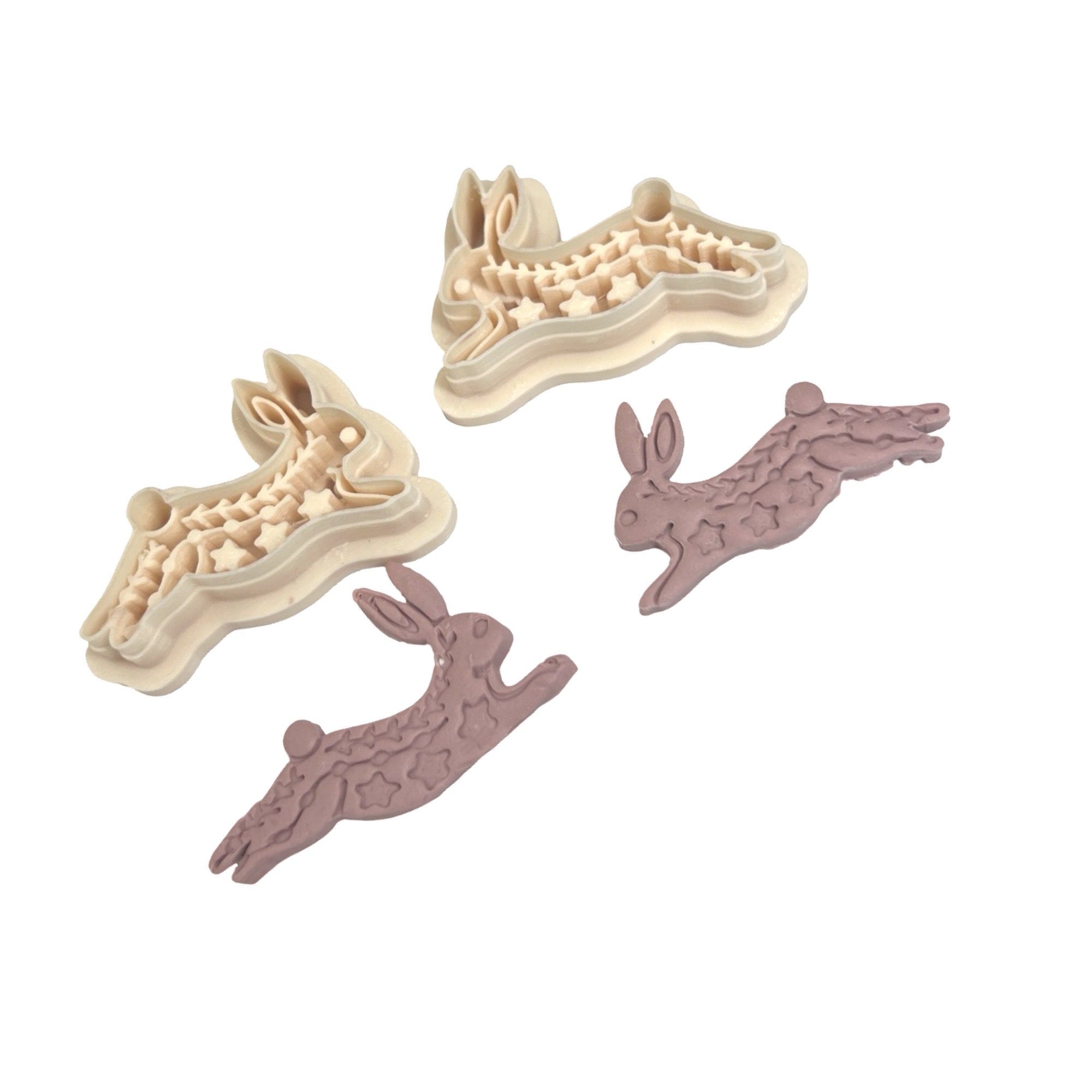 Folk Art Rabbit Polymer Clay Cutter Set for Statement Earrings