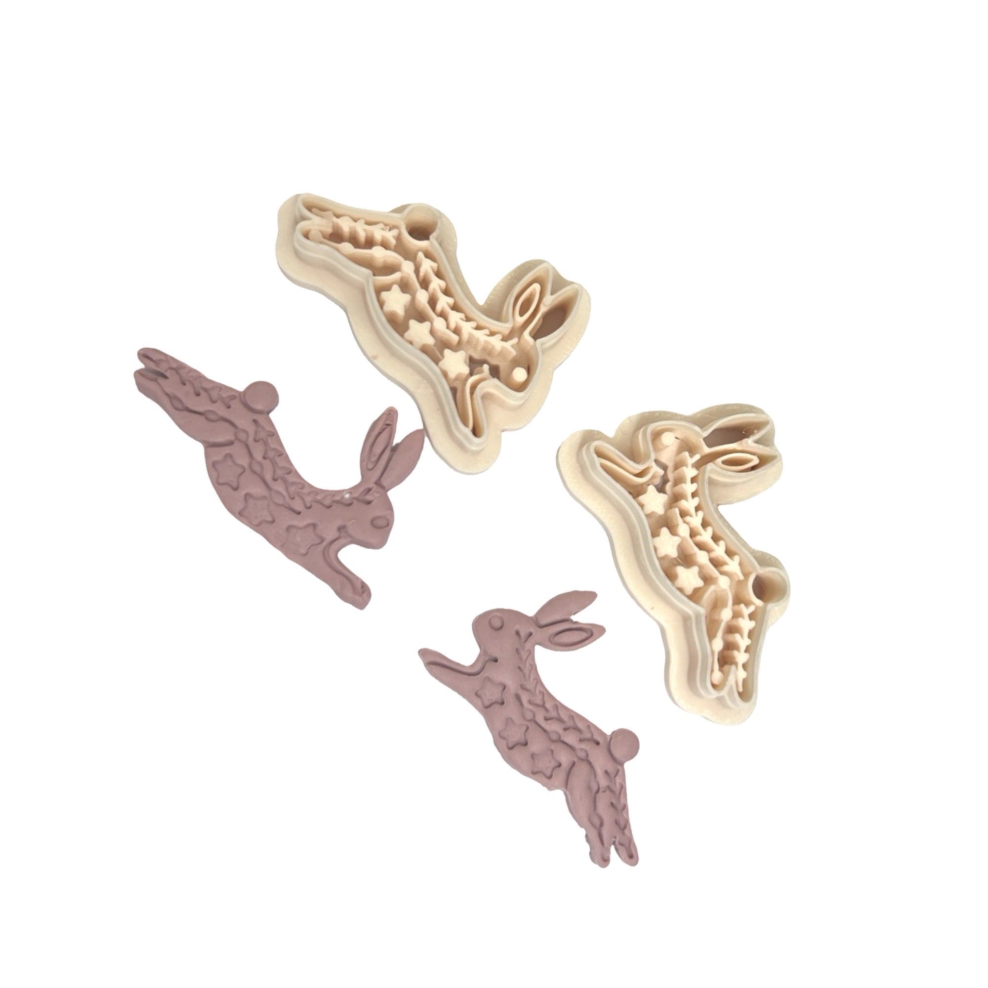 Folk Art Rabbit Polymer Clay Cutter Set for Statement Earrings