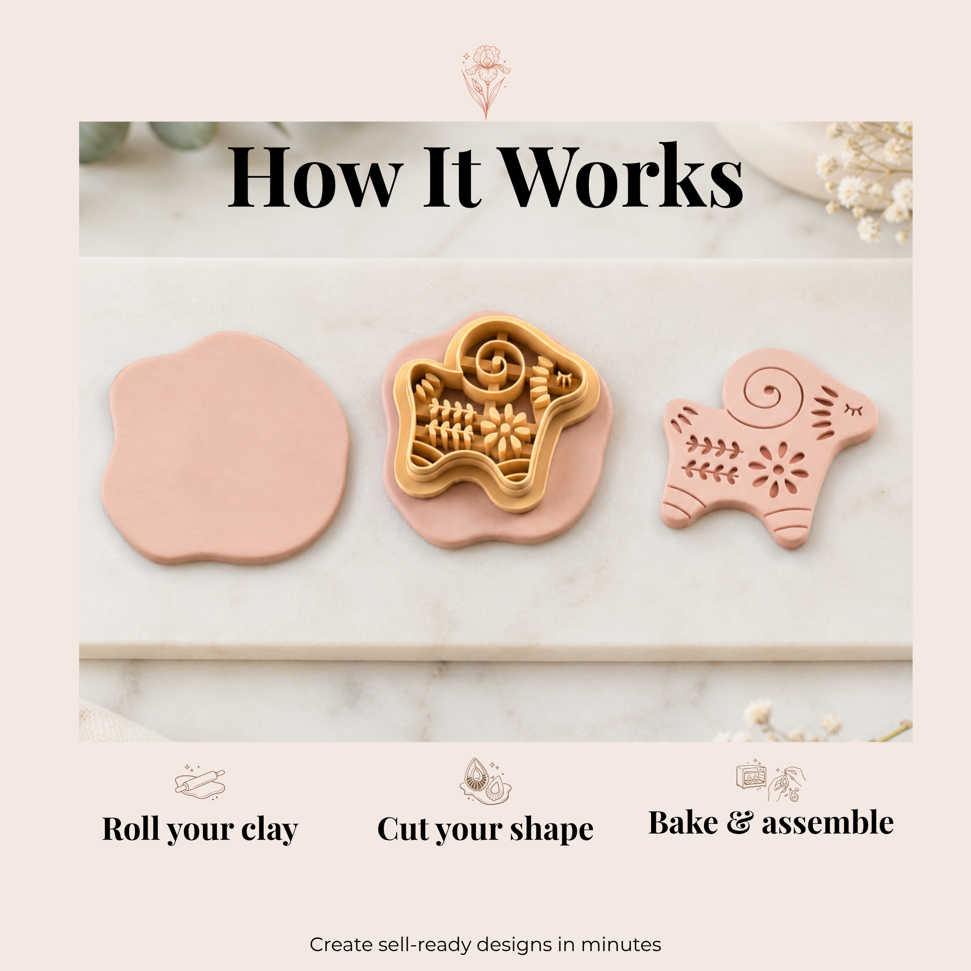 Folk Art Sheep 2 Polymer Clay Cutter | 25–45mm | Folk Art Sheep Shape Clay Cutter | Earring Jewellery Making Tool