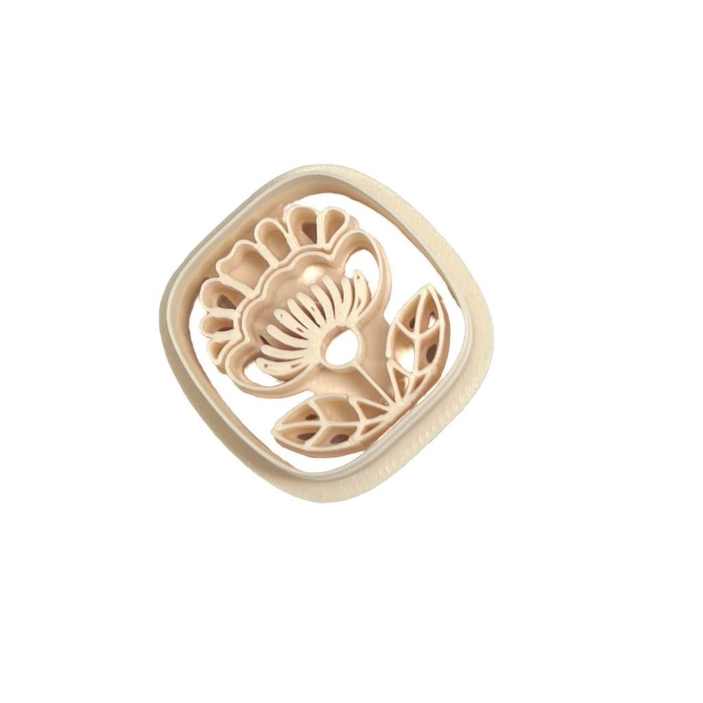 Folk Art Square Flower Polymer Clay Cutter for Earrings
