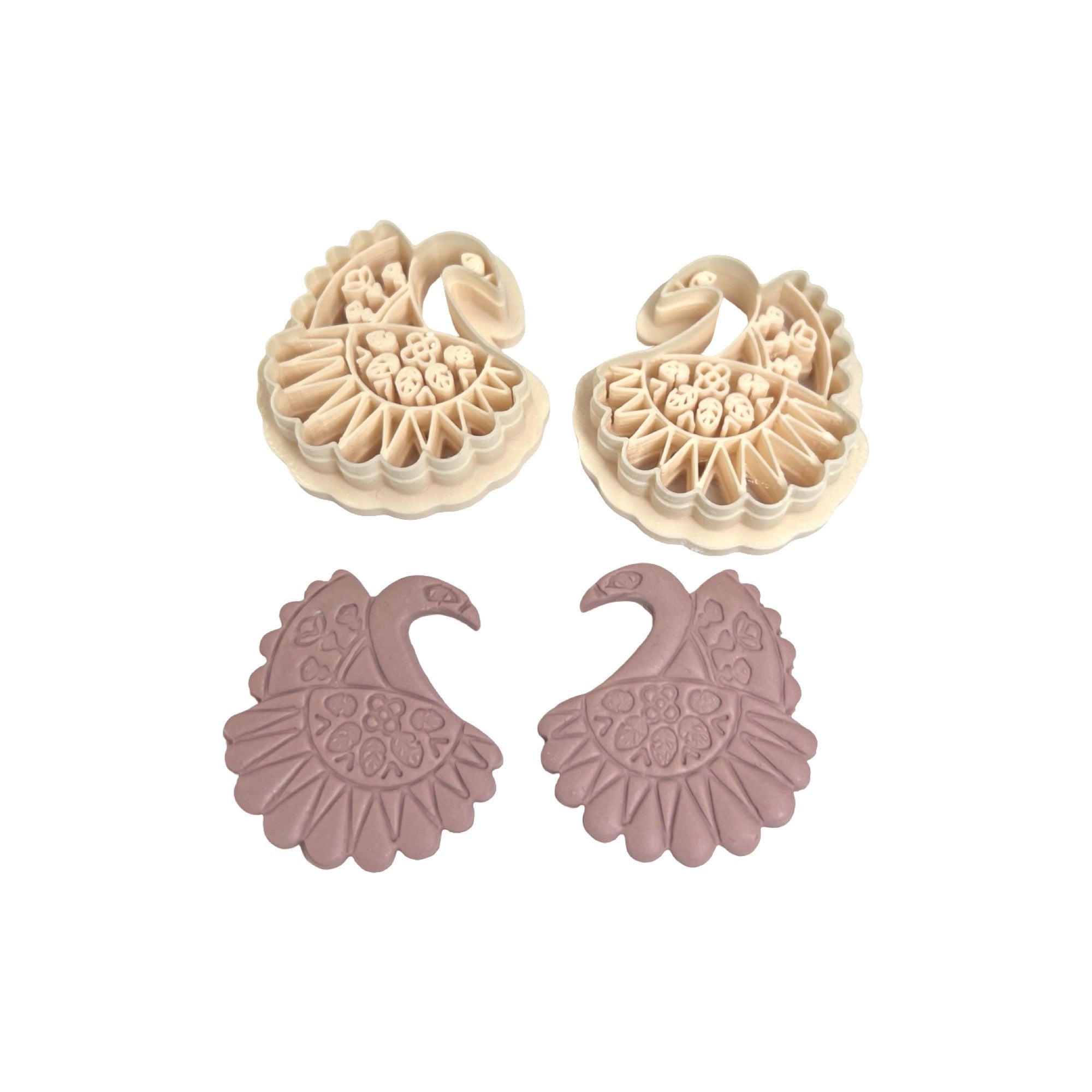 Folk Art Swan Polymer Clay Cutter Set for Statement Earrings