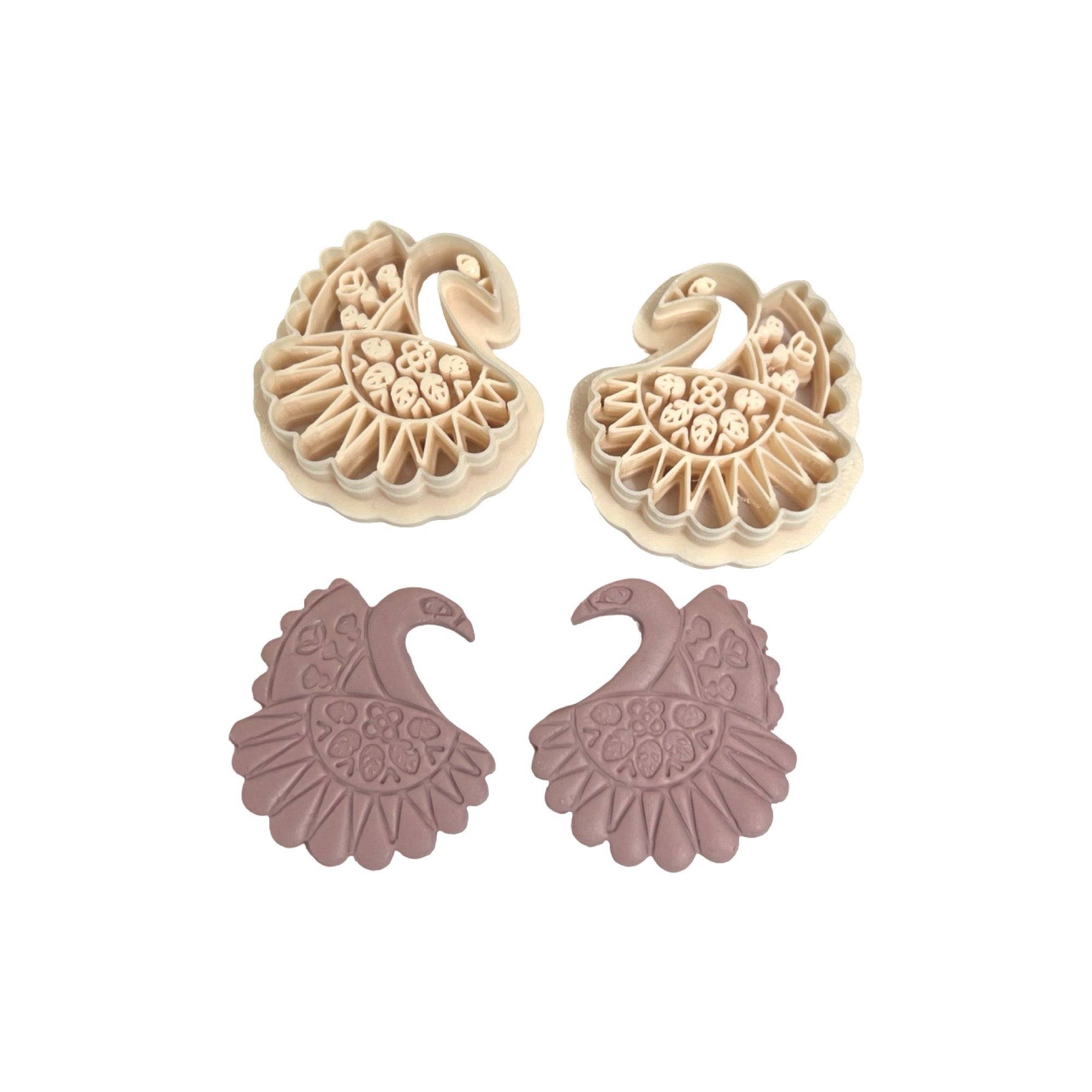 Folk Art Swan Polymer Clay Cutter Set for Statement Earrings