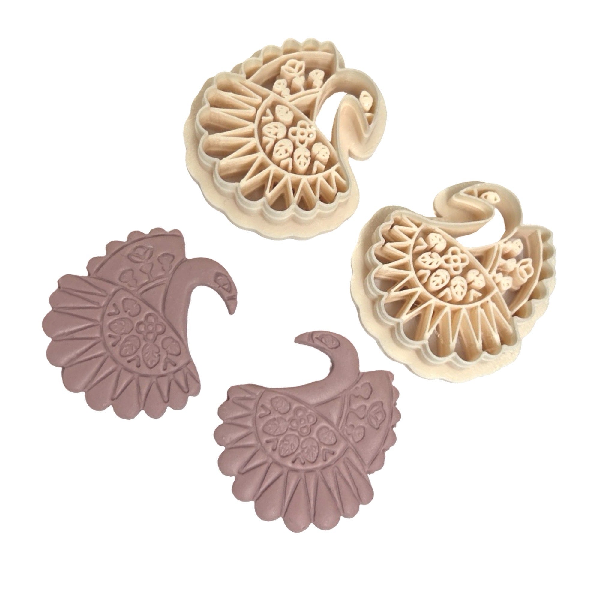 Folk Art Swan Polymer Clay Cutter Set for Statement Earrings