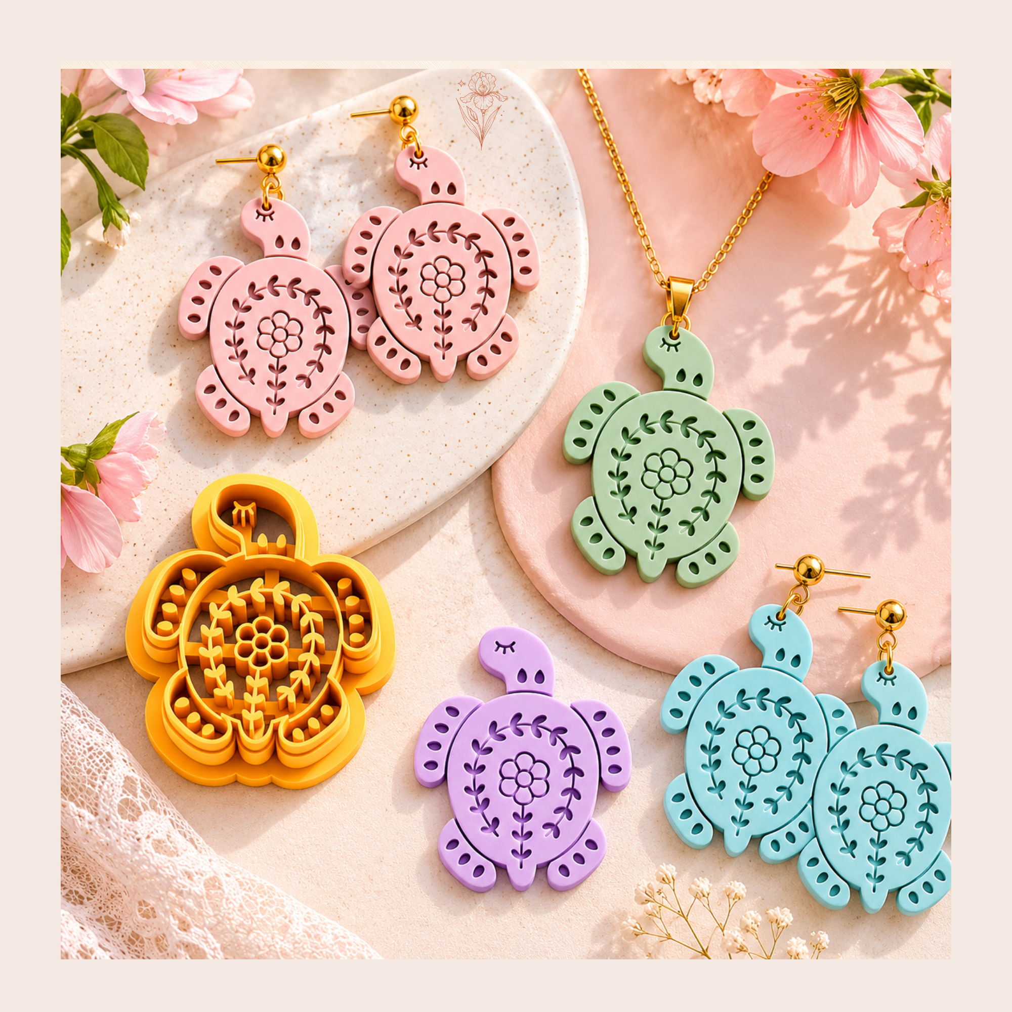 Folk Art Turtle Polymer Clay Cutter | 25–45mm | Folk Art Turtle Shape Clay Cutter | Earring Jewellery Making Tool