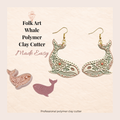 Folk Art Whale Polymer Clay Cutter 35–50mm | Whimsical Ocean Earring Cutter | IrisCrafts7