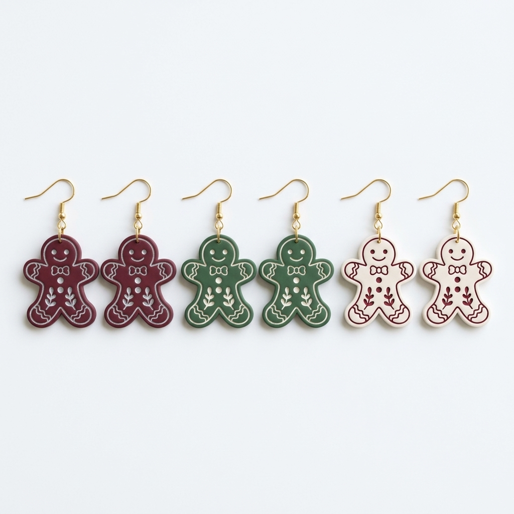 Folk Gingerbread Boy Polymer Clay Cutter | Christmas Earring Tool
