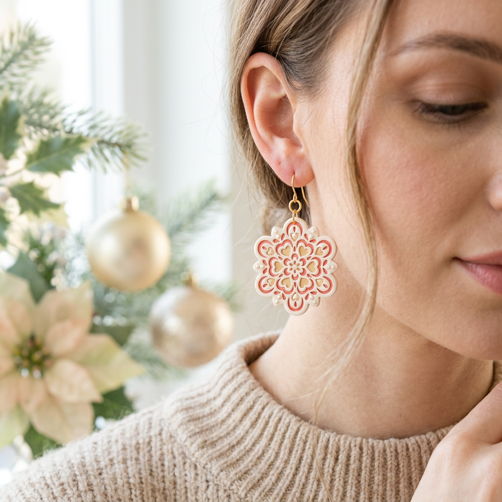 Folk Snowflake A Polymer Clay Cutter | Scandinavian Winter Earring Tool