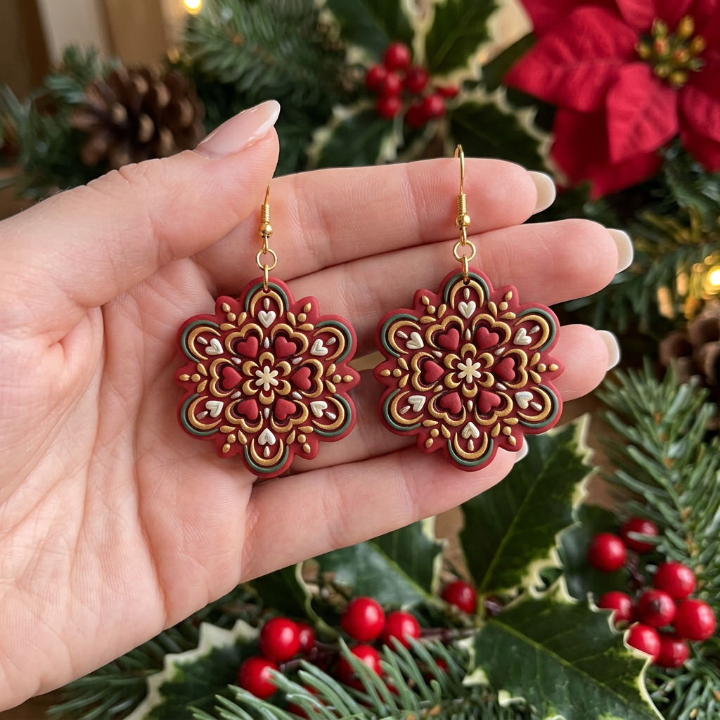 Folk Snowflake A Polymer Clay Cutter | Scandinavian Winter Earring Tool