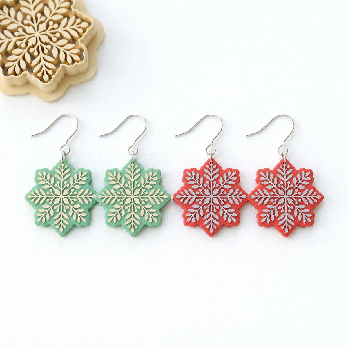 Folk Snowflake B Polymer Clay Cutter | Scandinavian Winter Earring Tool