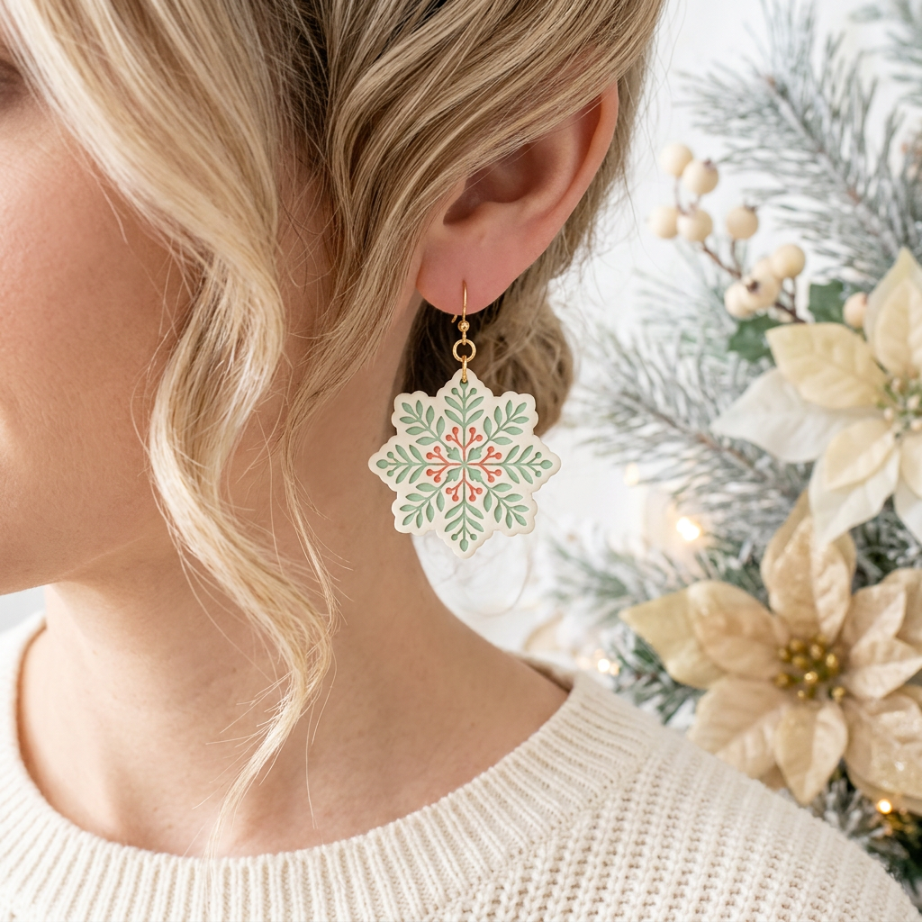 Folk Snowflake B Polymer Clay Cutter | Scandinavian Winter Earring Tool