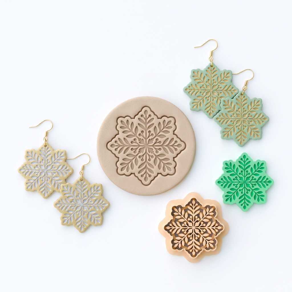 Folk Snowflake B Polymer Clay Cutter | Scandinavian Winter Earring Tool
