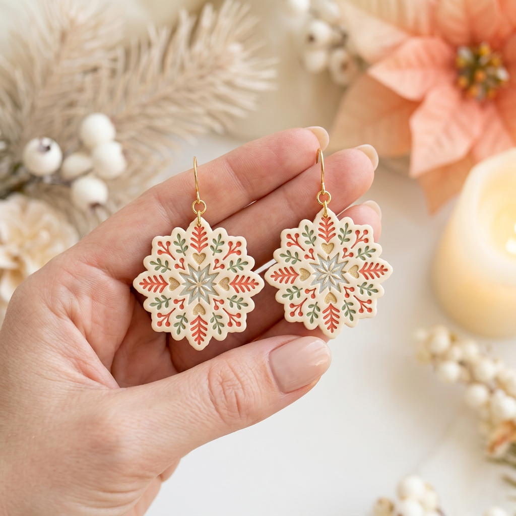 Folk Snowflake C Polymer Clay Cutter | Scandinavian Winter Earring Tool
