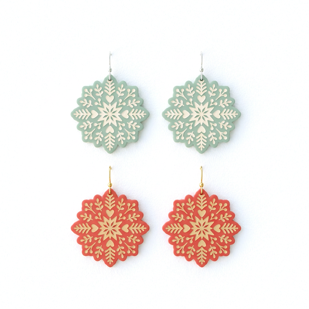 Folk Snowflake C Polymer Clay Cutter | Scandinavian Winter Earring Tool