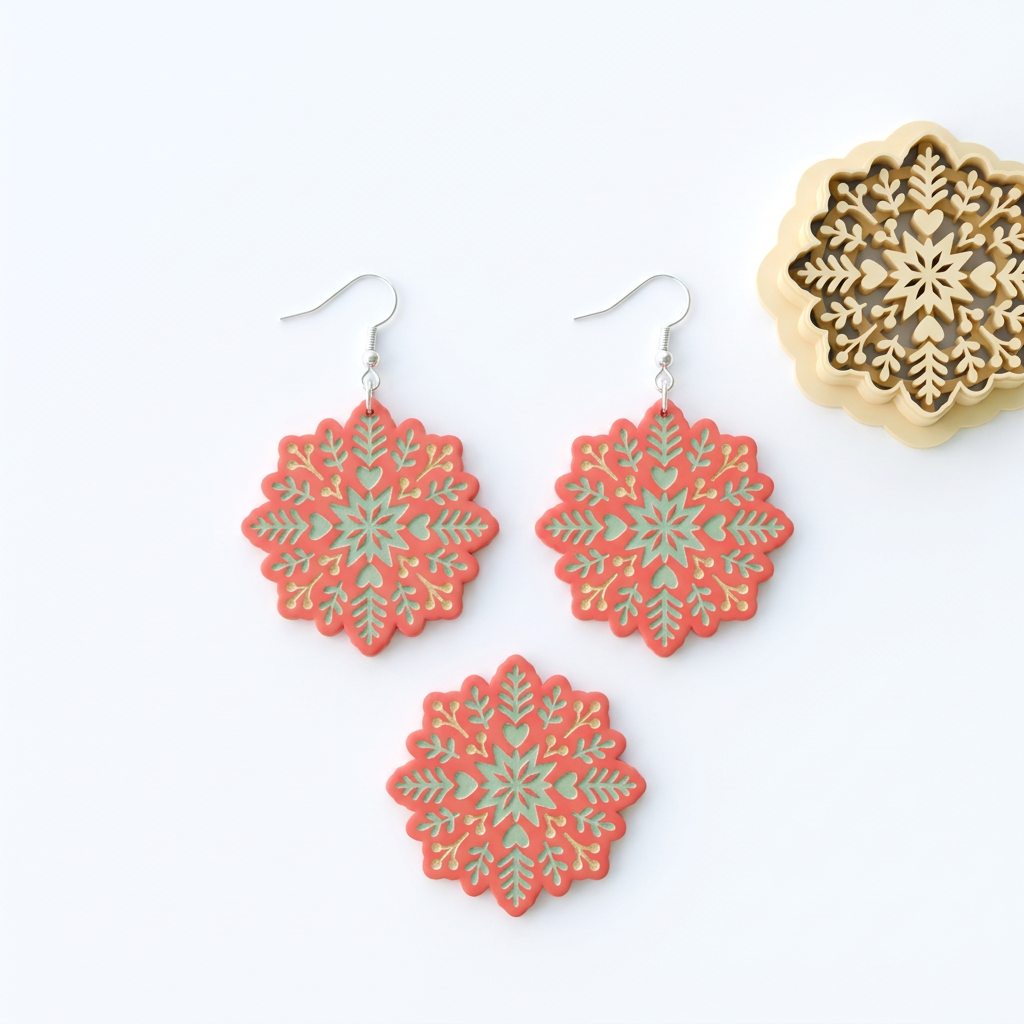 Folk Snowflake C Polymer Clay Cutter | Scandinavian Winter Earring Tool