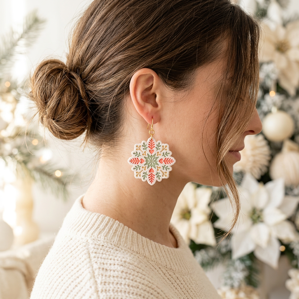Folk Snowflake C Polymer Clay Cutter | Scandinavian Winter Earring Tool