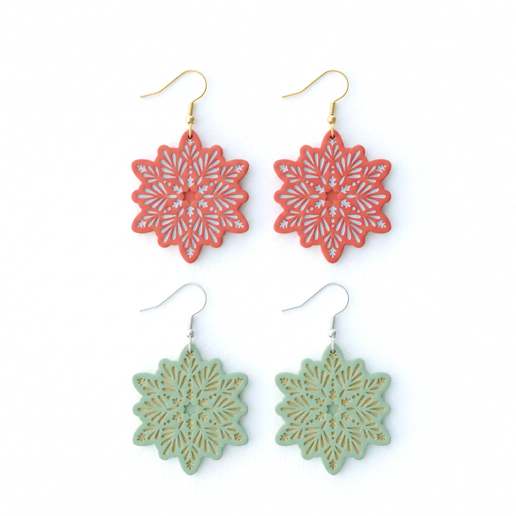 Folk Snowflake D Polymer Clay Cutter | Scandinavian Winter Earring Tool