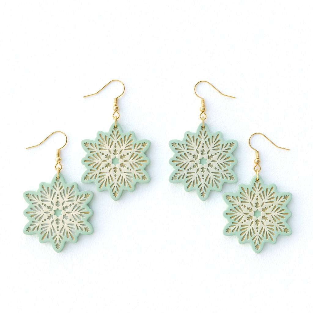 Folk Snowflake D Polymer Clay Cutter | Scandinavian Winter Earring Tool