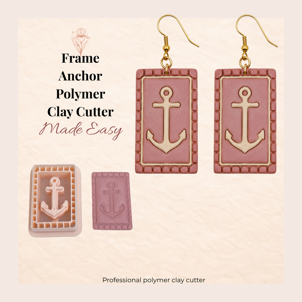 Frame Anchor Polymer Clay Cutter 25–45mm | Nautical Earring Cutter | IrisCrafts7