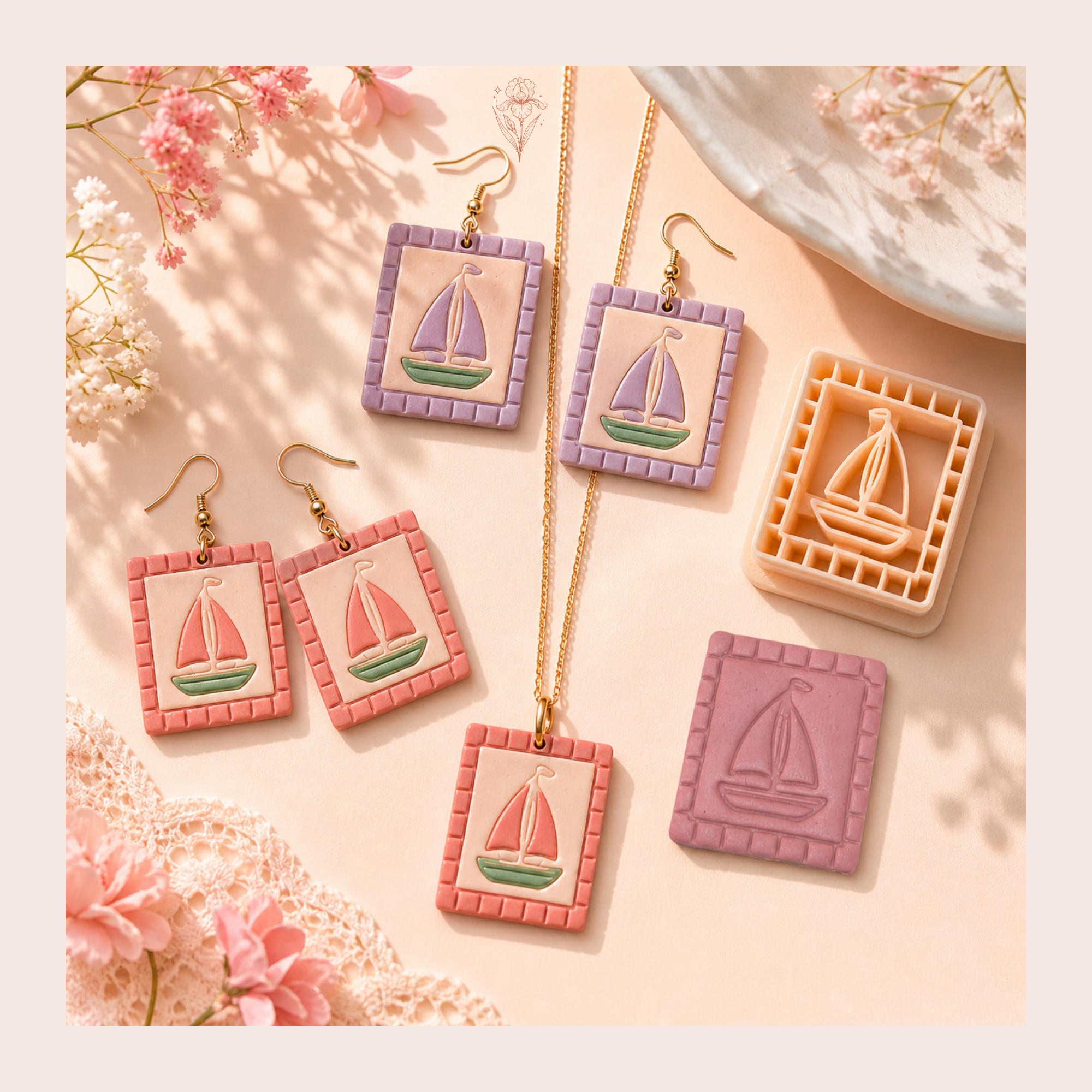 Frame Boat Polymer Clay Cutter 25–40mm | Nautical Earring Cutter | IrisCrafts7