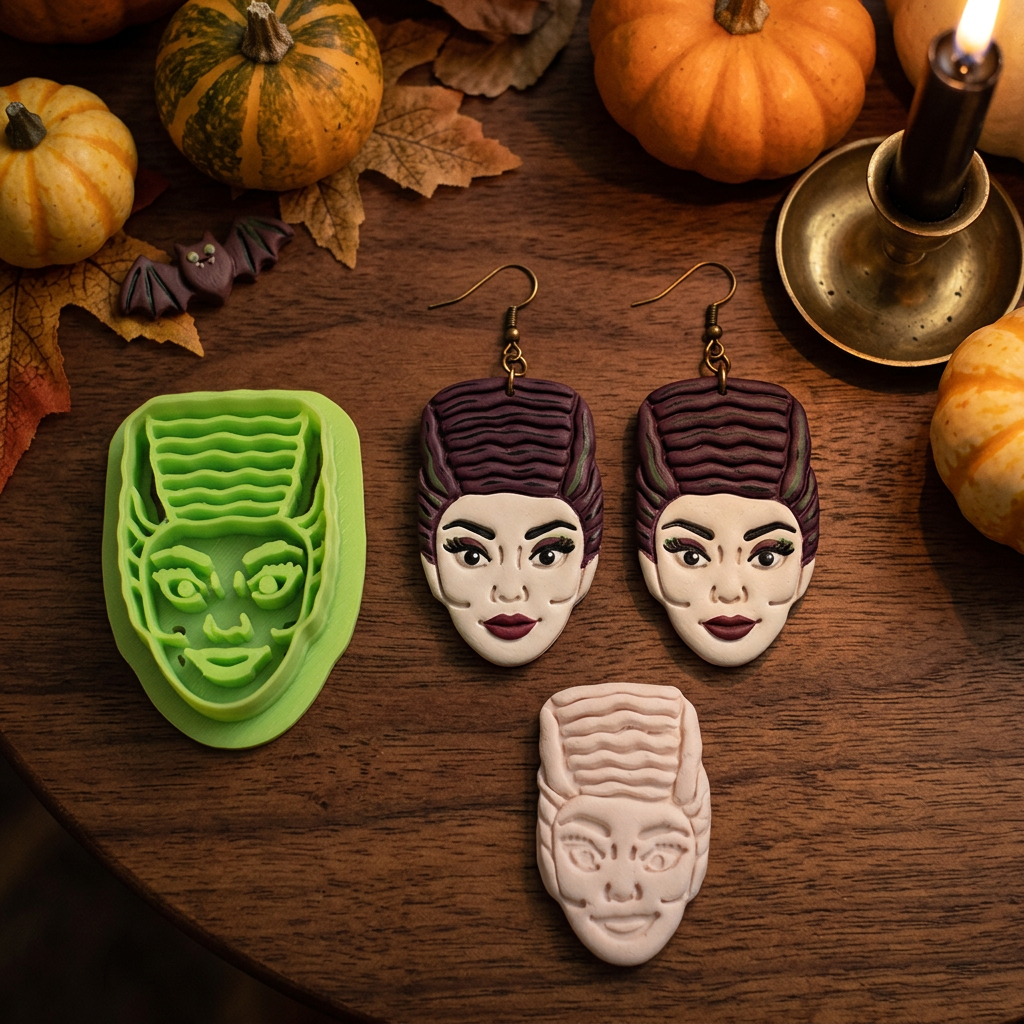 Frankenstein Bride Polymer Clay Cutter | Halloween Earring Tool