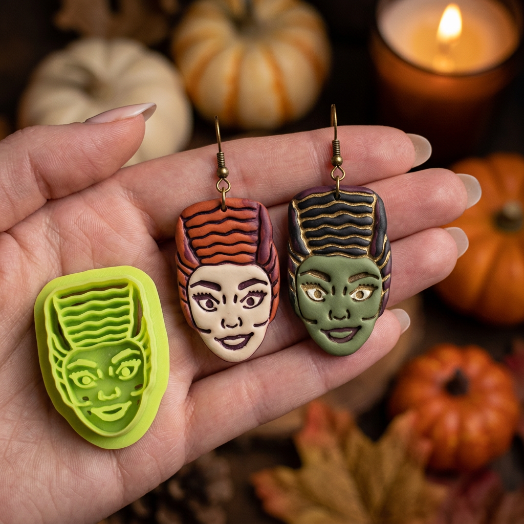 Frankenstein Bride Polymer Clay Cutter | Halloween Earring Tool