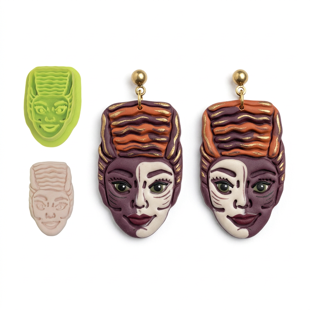 Frankenstein Bride Polymer Clay Cutter | Halloween Earring Tool