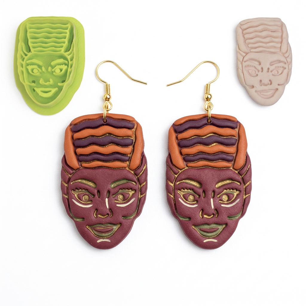 Frankenstein Bride Polymer Clay Cutter | Halloween Earring Tool