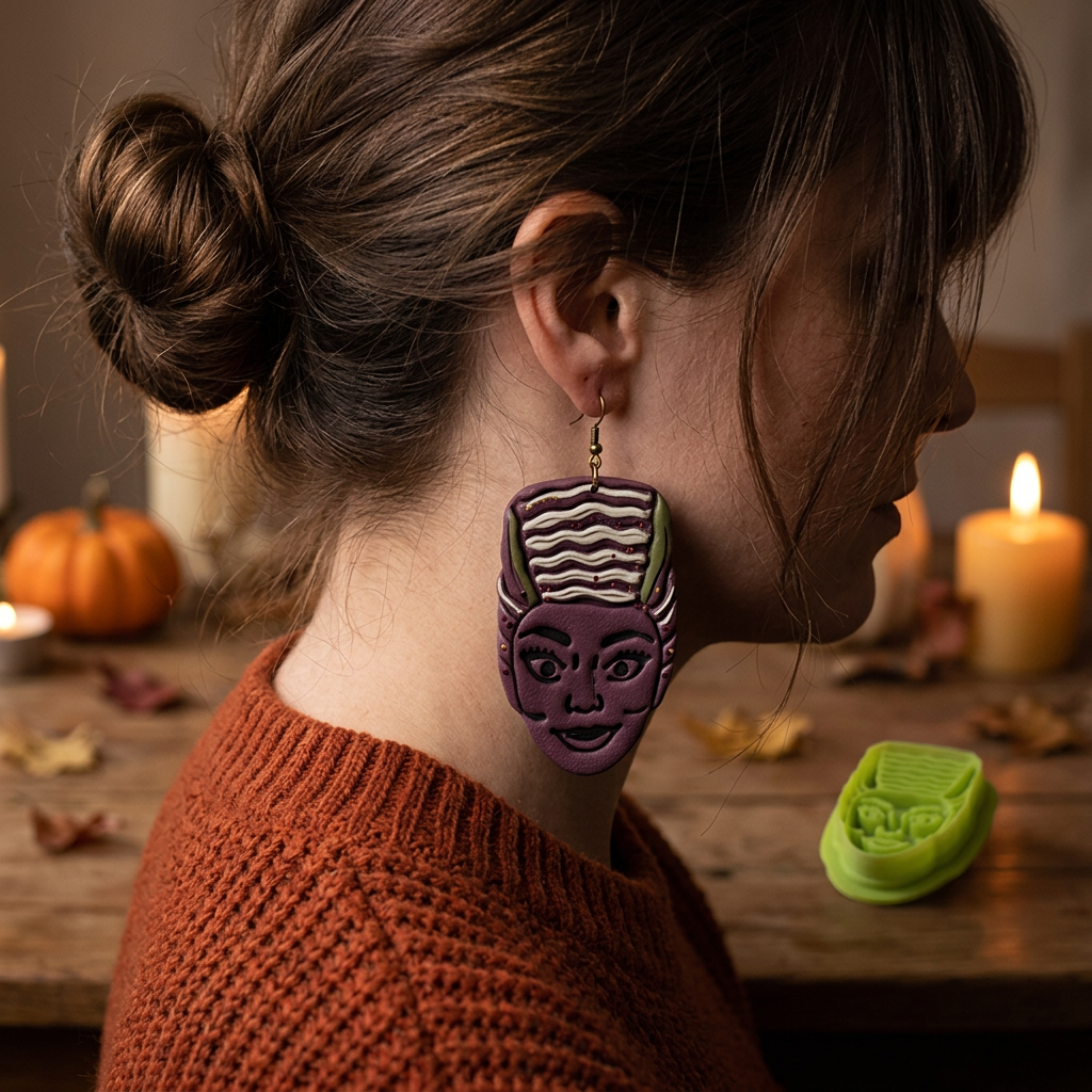 Frankenstein Bride Polymer Clay Cutter | Halloween Earring Tool