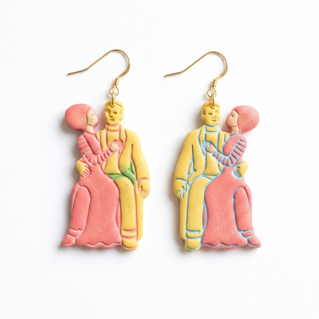Frankenstein and His Bride in Love Polymer Clay Cutter | Halloween Earring Tool