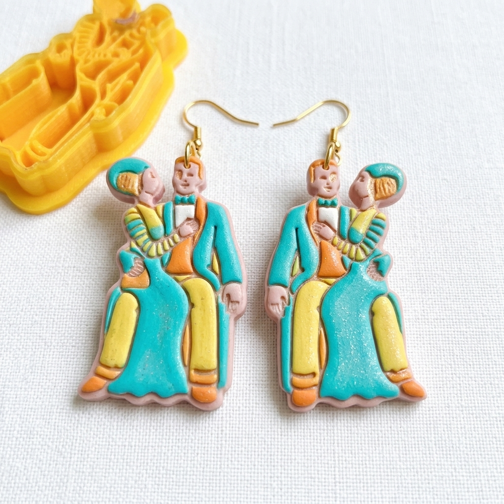 Frankenstein and His Bride in Love Polymer Clay Cutter | Halloween Earring Tool