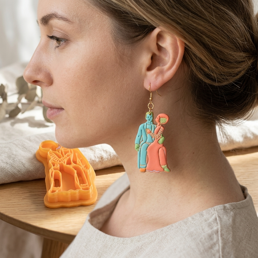 Frankenstein and His Bride in Love Polymer Clay Cutter | Halloween Earring Tool
