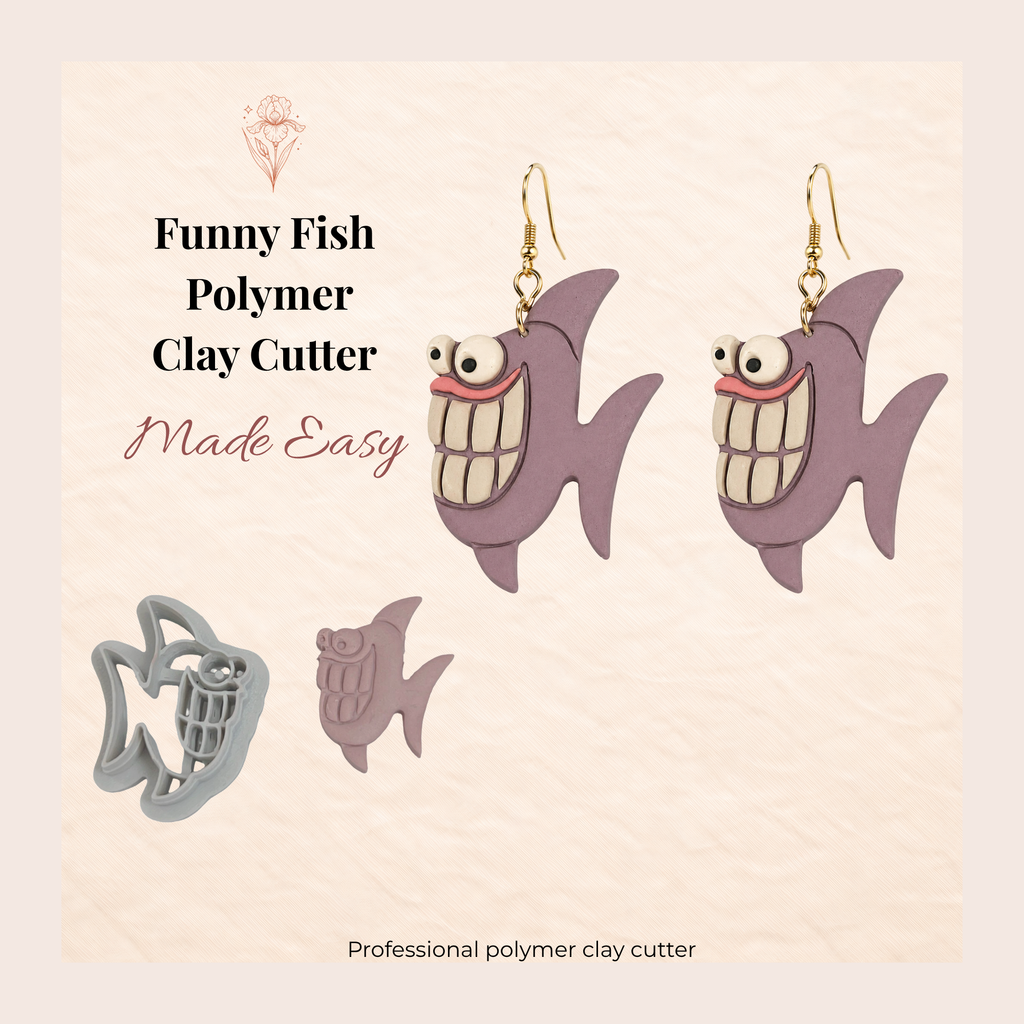 Funny Fish Polymer Clay Cutter 25–45mm | Quirky Ocean Earring Cutter | IrisCrafts7