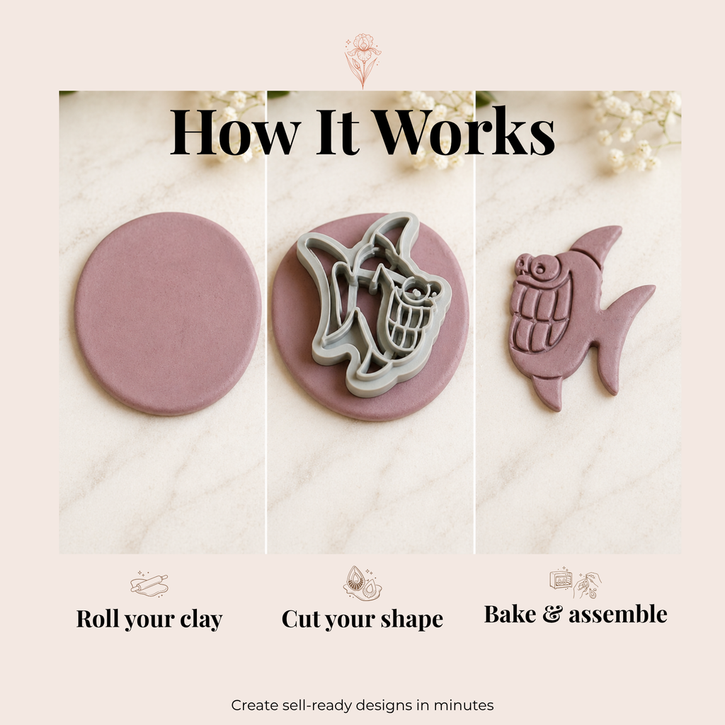 Funny Fish Polymer Clay Cutter 25–45mm | Quirky Ocean Earring Cutter | IrisCrafts7