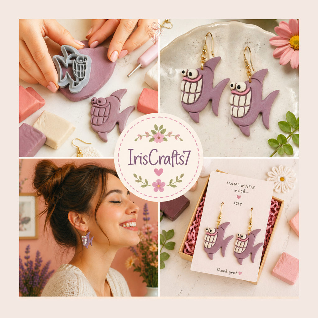 Funny Fish Polymer Clay Cutter 25–45mm | Quirky Ocean Earring Cutter | IrisCrafts7