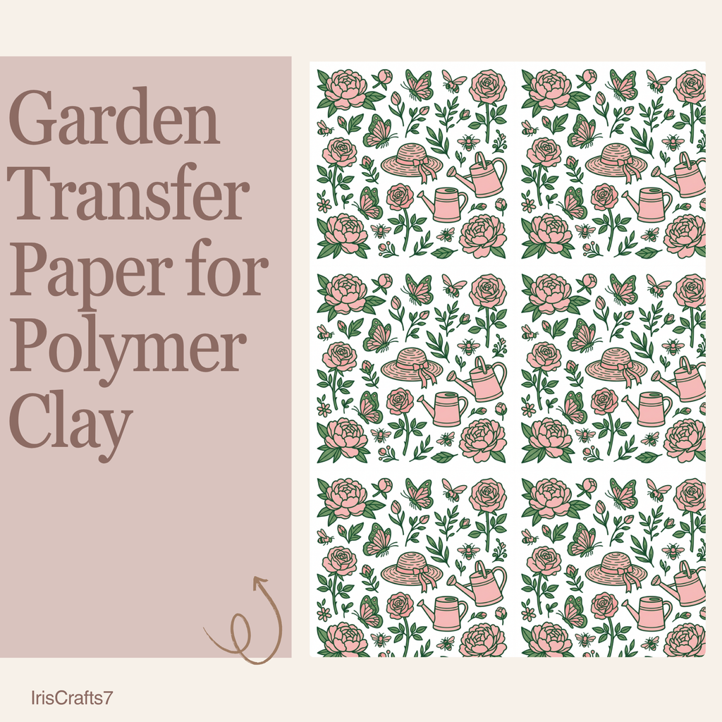 Garden Transfer Paper for Polymer Clay 150x100mm | Botanical Clay Transfer | IrisCrafts7