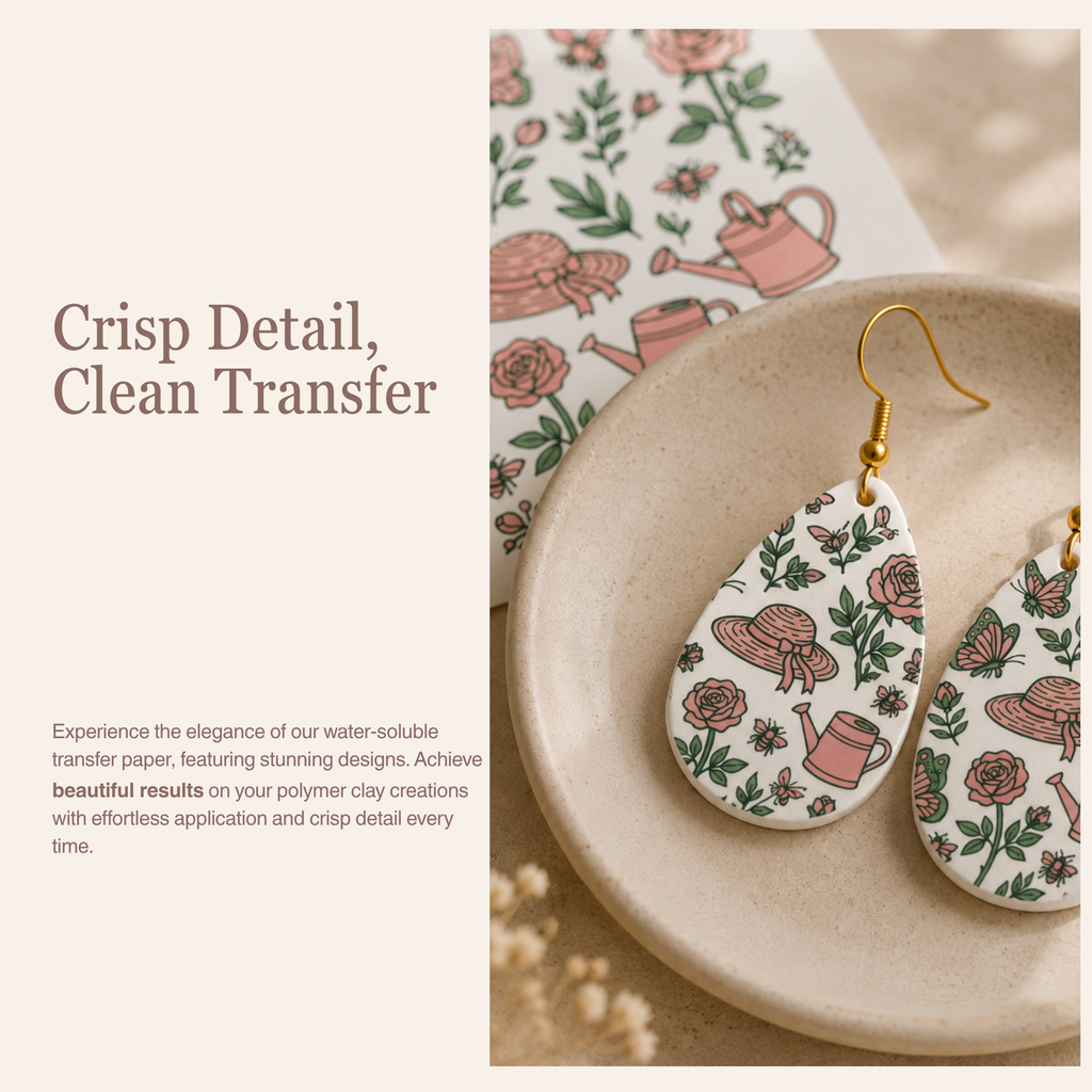 Garden Transfer Paper for Polymer Clay 150x100mm | Botanical Clay Transfer | IrisCrafts7