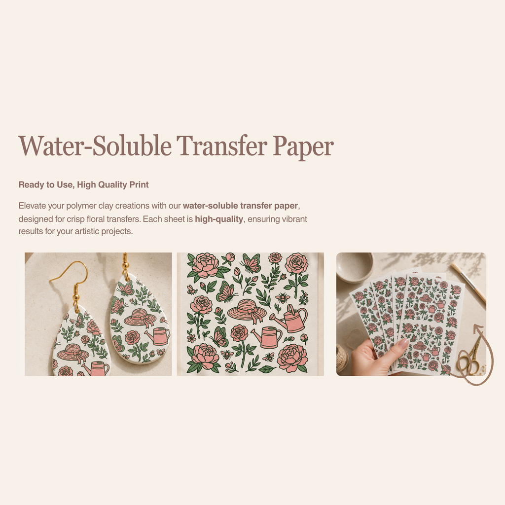 Garden Transfer Paper for Polymer Clay 150x100mm | Botanical Clay Transfer | IrisCrafts7