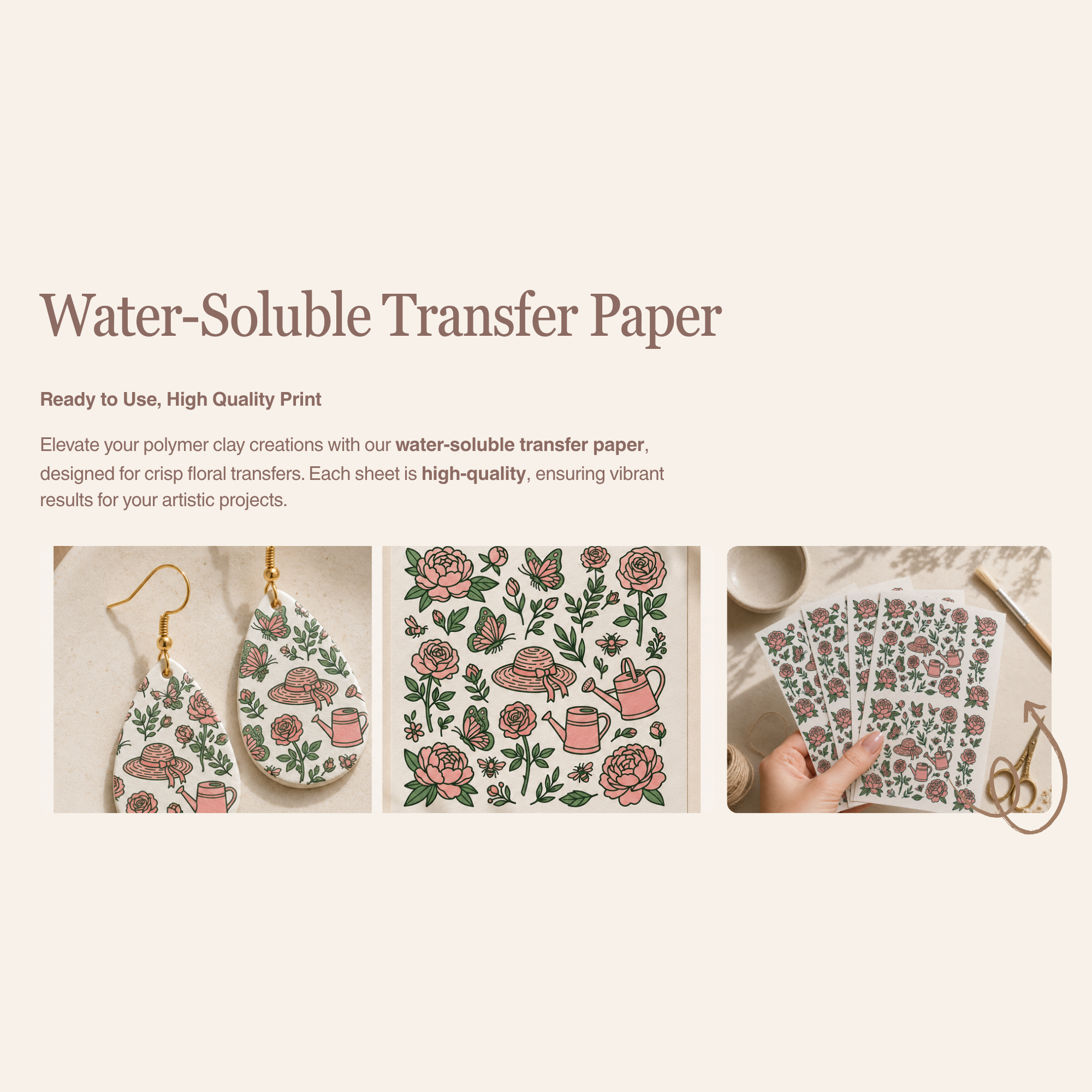 Garden Transfer Paper for Polymer Clay 150x100mm | Botanical Clay Transfer | IrisCrafts7