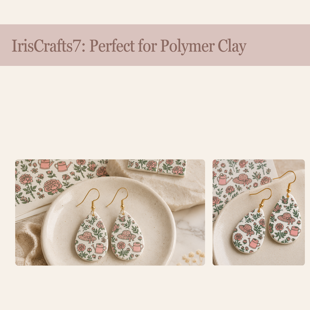 Garden Transfer Paper for Polymer Clay 150x100mm | Botanical Clay Transfer | IrisCrafts7
