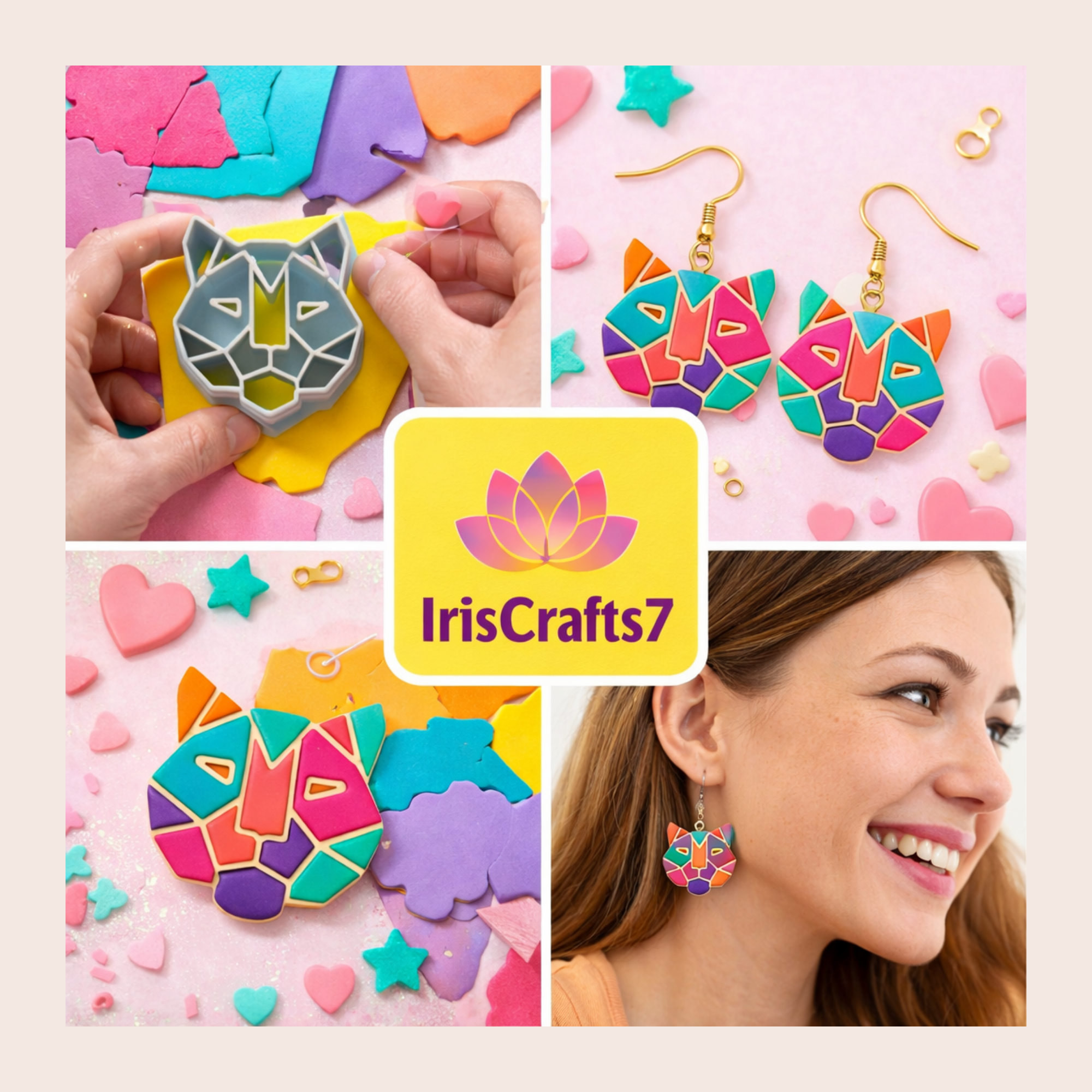Geometric Tiger Polymer Clay Cutter 25 30 35 40mm | IrisCrafts7