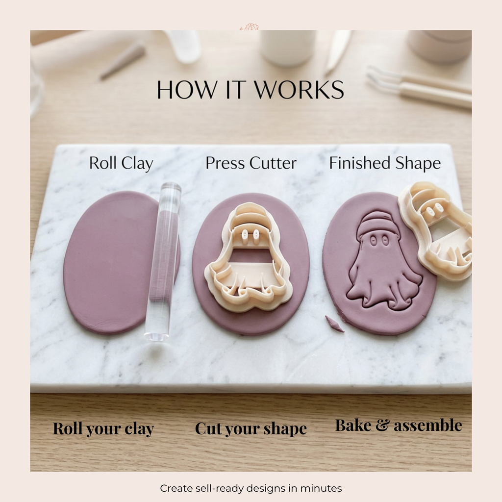 Ghost 5 Polymer Clay Cutter – Halloween Earring Cutter, Cute Ghost Shape, Clay Tools