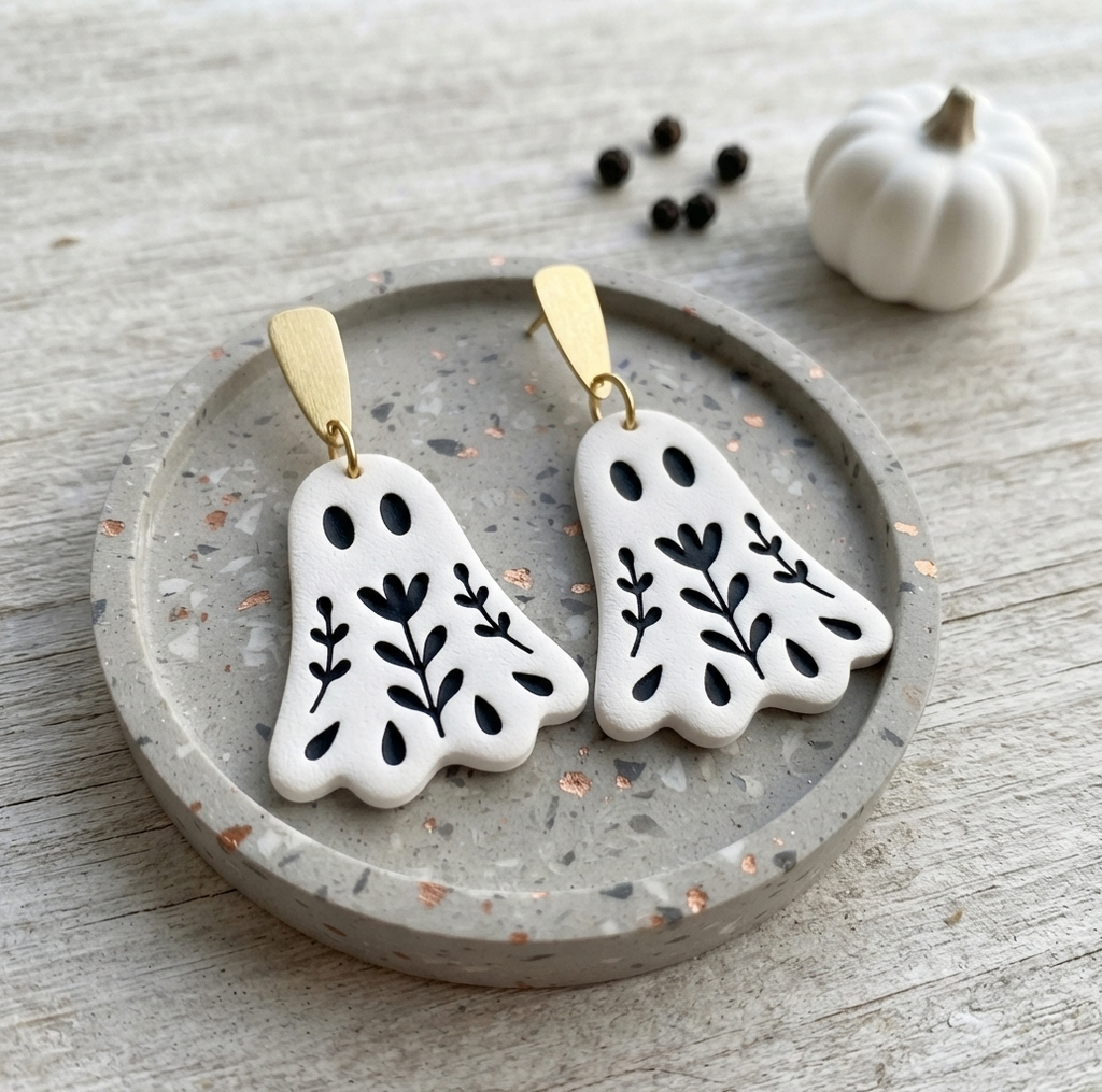 Ghost Bloom Polymer Clay Cutter | Cute Halloween Earring Tool