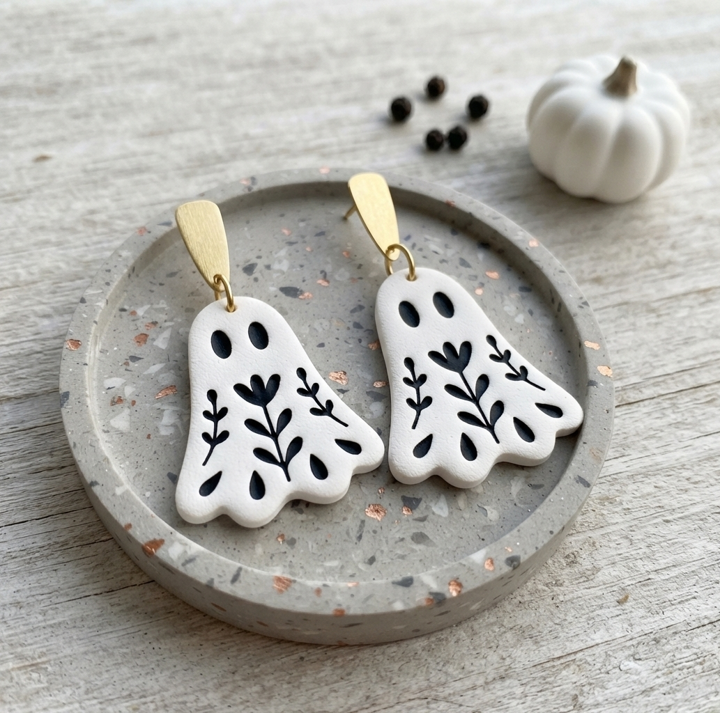 Ghost Bloom Polymer Clay Cutter | Cute Halloween Earring Tool