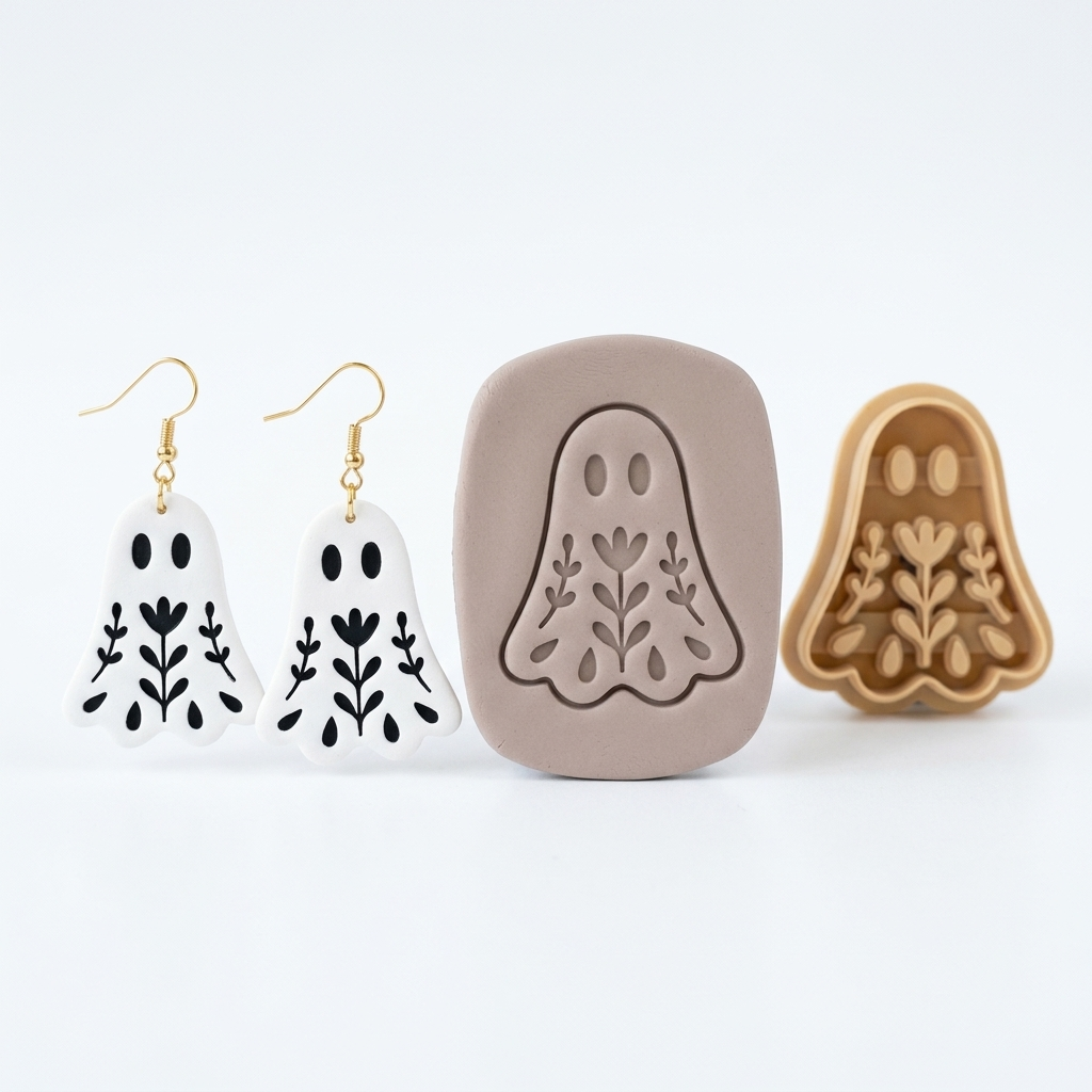 Ghost Bloom Polymer Clay Cutter | Cute Halloween Earring Tool