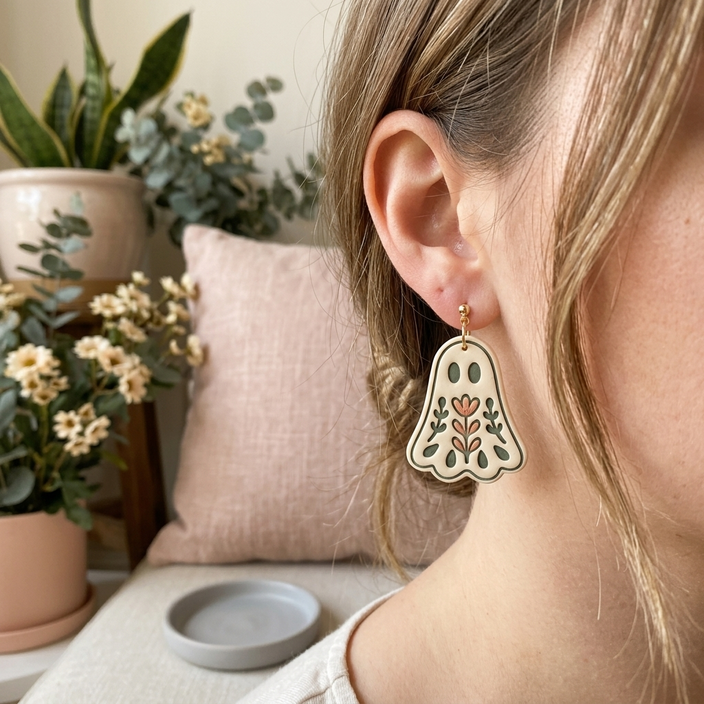 Ghost Bloom Polymer Clay Cutter | Cute Halloween Earring Tool