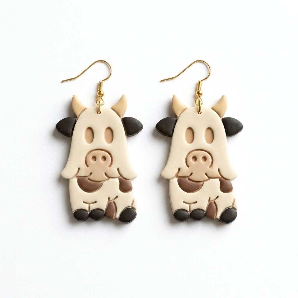 Ghost Cow Polymer Clay Cutter | 25–45mm | Halloween Ghost Cow Shape Clay Cutter | Earring Jewellery Making Tool