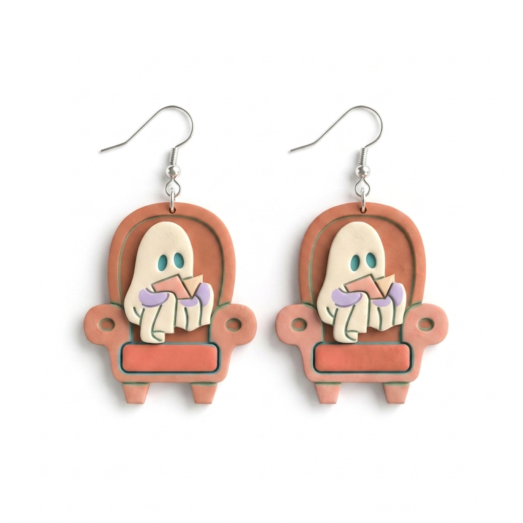 Ghost in the Chair Polymer Clay Cutter | 25–45mm | Halloween Ghost Chair Shape Clay Cutter | Earring Jewellery Making Tool