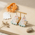 Ghost with Coffee Polymer Clay Cutter | 25–45mm | Halloween Ghost Coffee Shape Clay Cutter | Earring Jewellery Making Tool